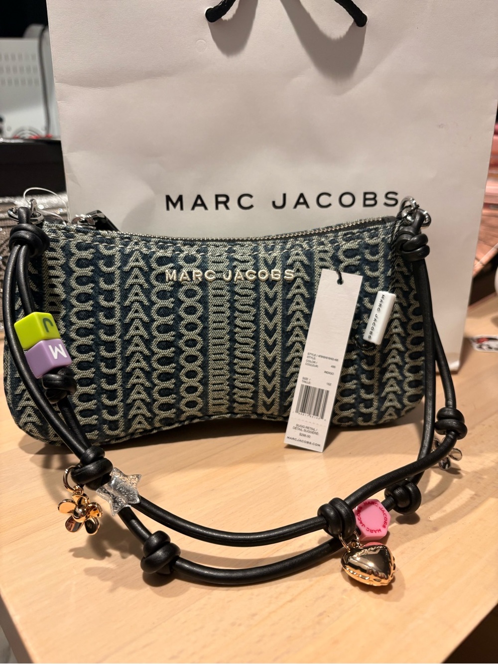 Marc Jacobs Lucky Charm Drifter Monogram Denim Shoulder Bag – Indigo